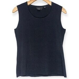 Radzoli Women’s Size L Black Rayon Nylon Tight Rib Knit Sleeveless Tank Top